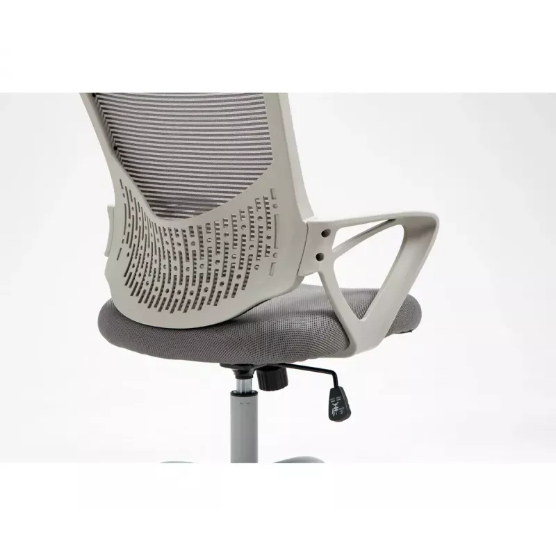 Bürodrehstuhl ActiveJet YK507 – gepolsterte Sitzfläche, Mesh-Rückenlehne, Stoffpolsterung grau, Höhe 90–100 cm, Rückenlehnenbreite 45 cm