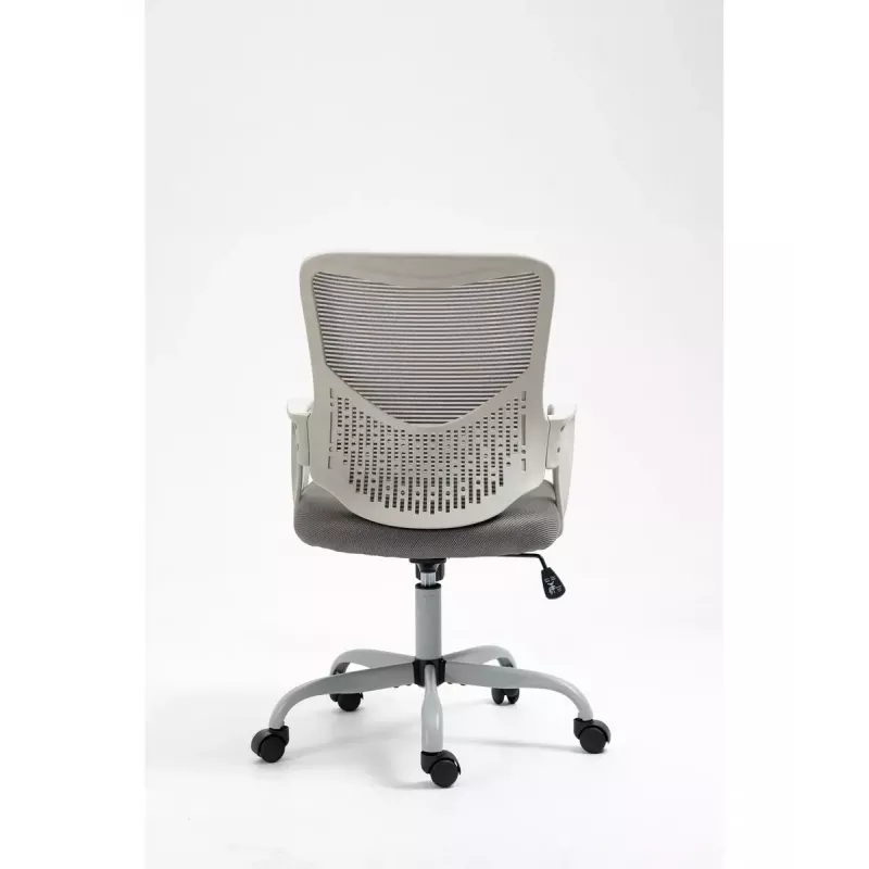 Bürodrehstuhl ActiveJet YK507 – gepolsterte Sitzfläche, Mesh-Rückenlehne, Stoffpolsterung grau, Höhe 90–100 cm, Rückenlehnenbreite 45 cm