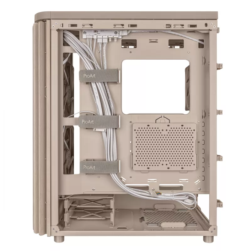 PC-Gehäuse ASUS ProArt PA401 Wood Edition Beige — Mid-Tower, Frontblende aus Metall