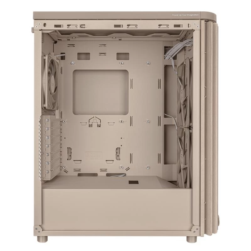 PC-Gehäuse ASUS ProArt PA401 Wood Mesh PWM Beige — ATX, Holz, 2×160 mm Front, 1×120 mm Heck, 2×3,5-Zoll + 2×2,5-Zoll Schächte