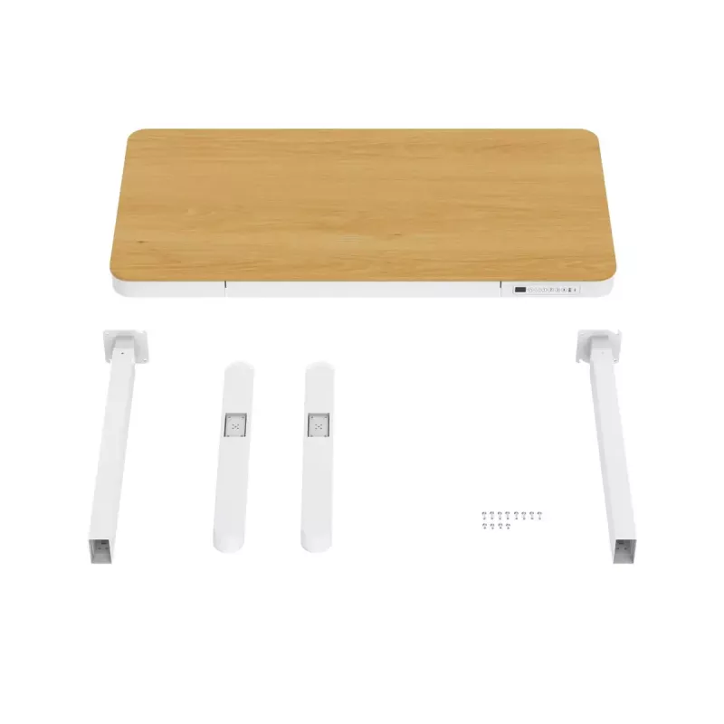 Elektrisch höhenverstellbarer Schreibtisch ActiveJet ET119W-C 140x70 cm — 1 Motor, Höhe 725–1225 mm, weiß/eiche