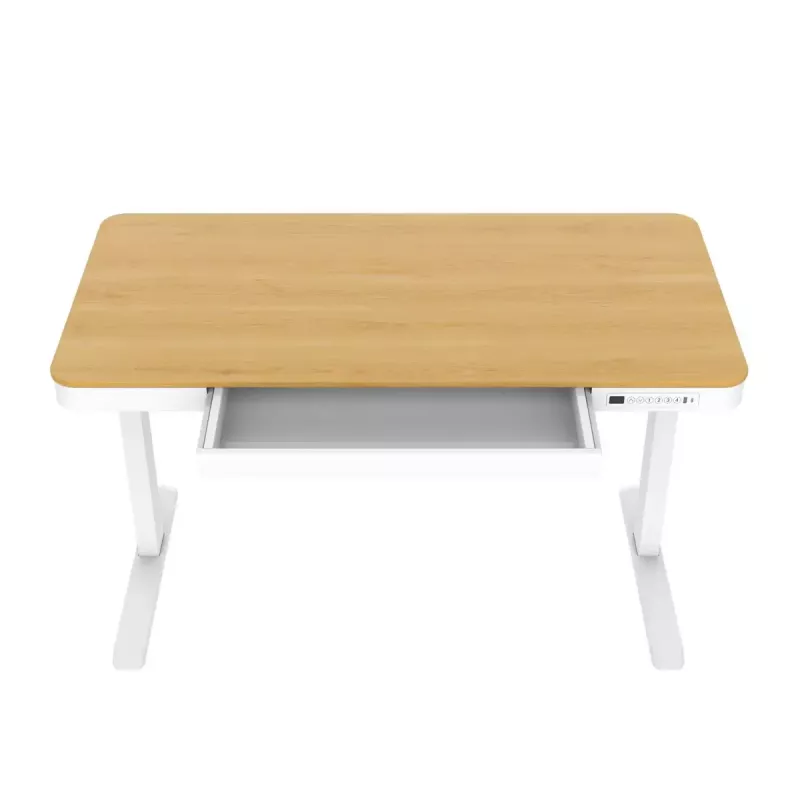 Elektrisch höhenverstellbarer Schreibtisch ActiveJet ET119W-C 140x70 cm — 1 Motor, Höhe 725–1225 mm, weiß/eiche