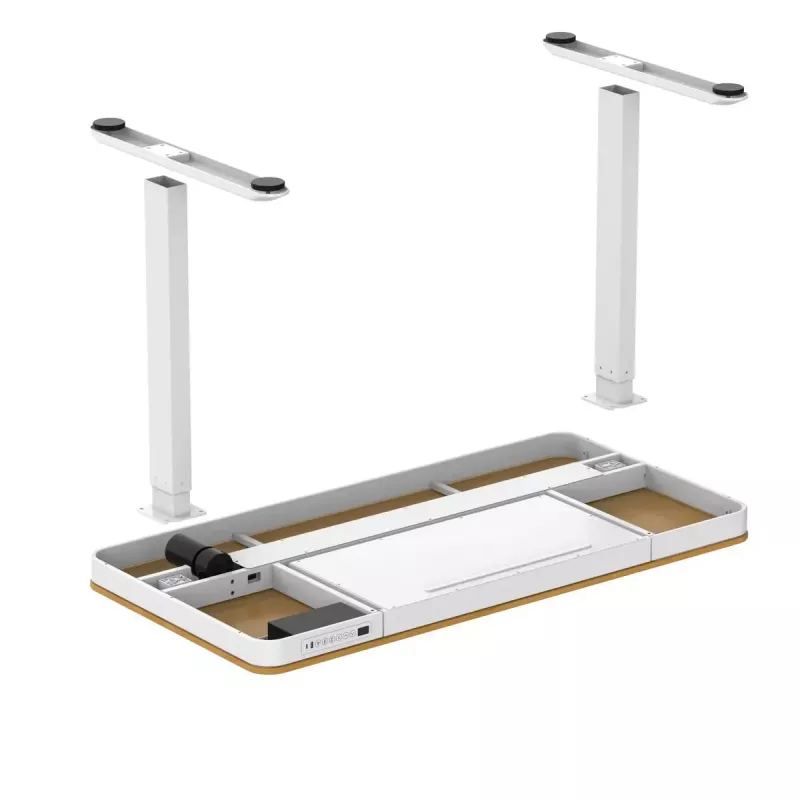 Elektrisch höhenverstellbarer Schreibtisch ActiveJet ET119W-C 140x70 cm — 1 Motor, Höhe 725–1225 mm, weiß/eiche
