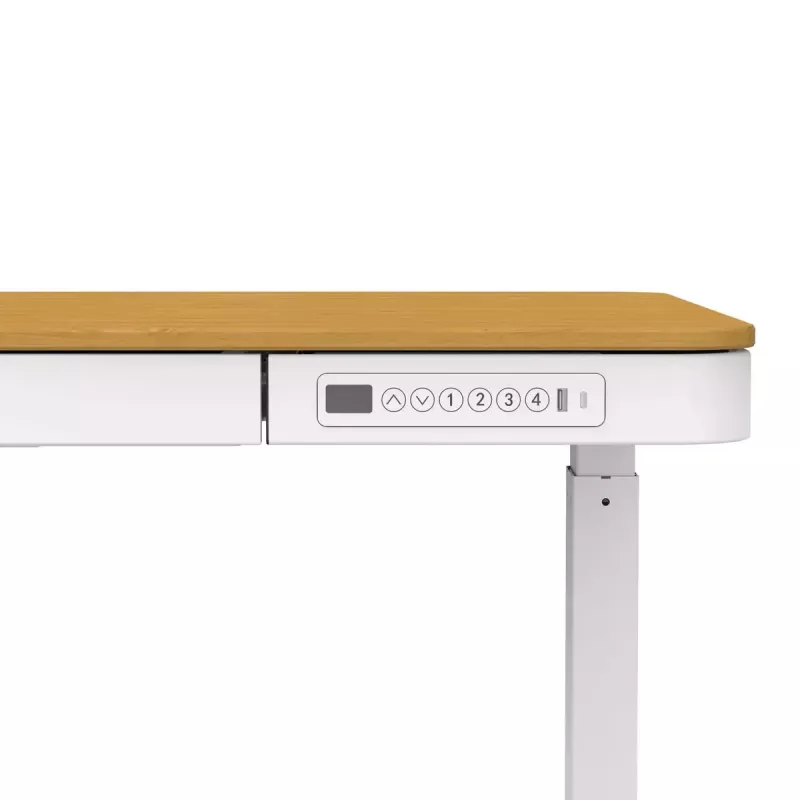 Elektrisch höhenverstellbarer Schreibtisch ActiveJet ET119W-C 140x70 cm — 1 Motor, Höhe 725–1225 mm, weiß/eiche