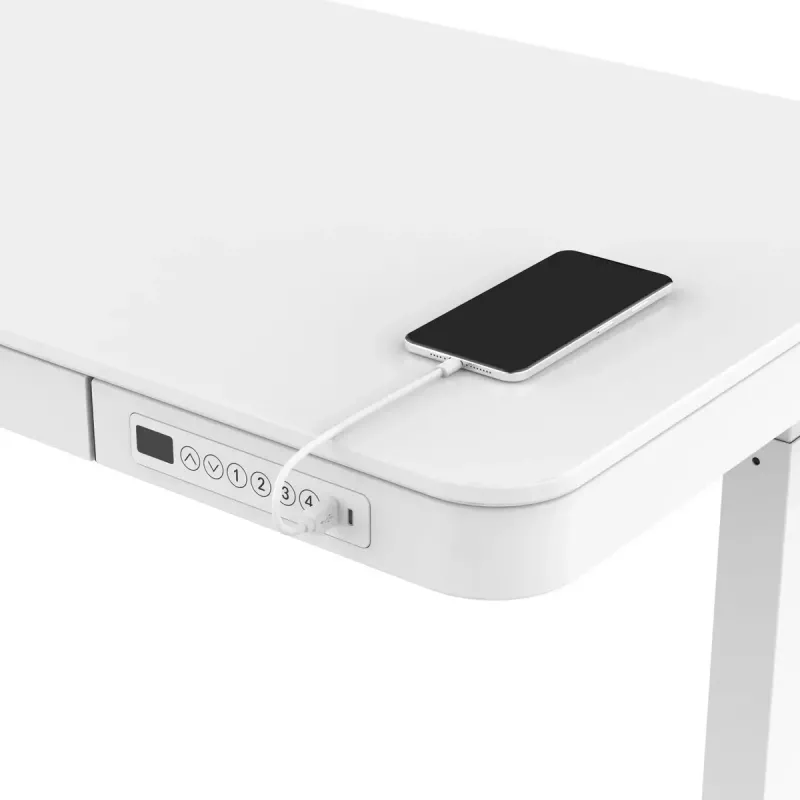 Elektrisch höhenverstellbarer Schreibtisch ActiveJet ET119W-C 140x70 cm, Hub 50 cm, Belastung 45 kg, weiß