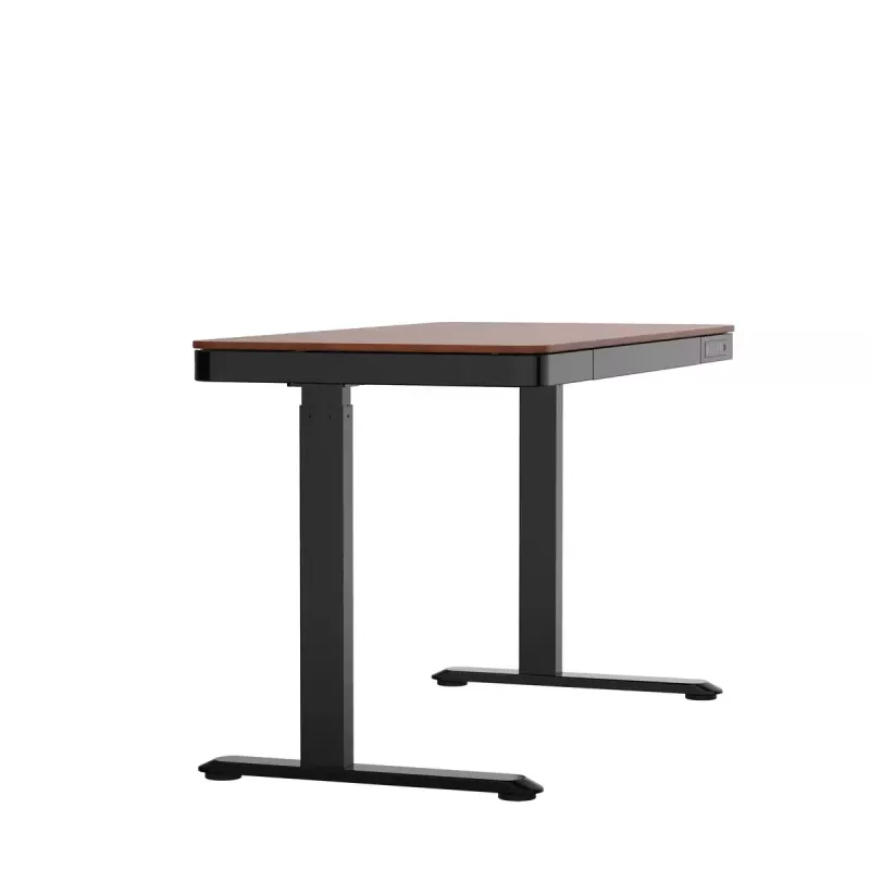 Schreibtisch ActiveJet ET119W-C elektrisch höhenverstellbar 140 x 70 cm schwarz/walnuss mit USB-A- und USB-C-Anschlüssen