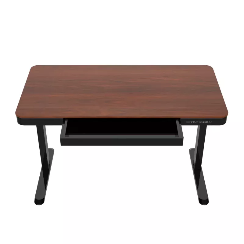 Schreibtisch ActiveJet ET119W-C elektrisch höhenverstellbar 140 x 70 cm schwarz/walnuss mit USB-A- und USB-C-Anschlüssen