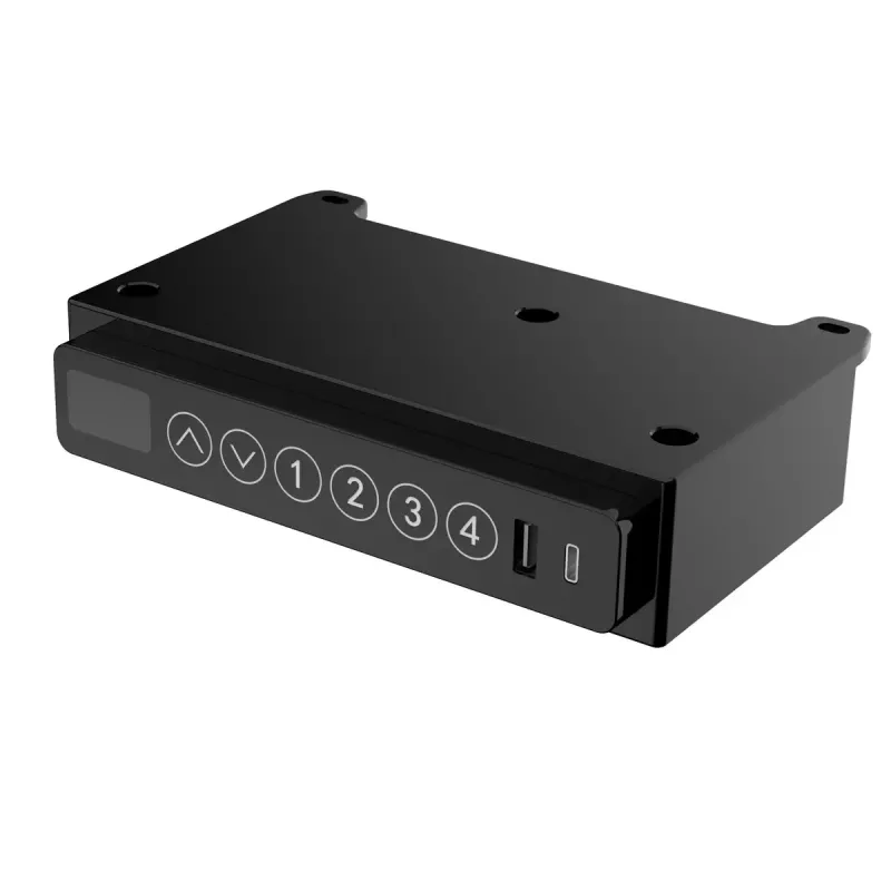 Schreibtisch ActiveJet ET119W-C elektrisch höhenverstellbar 140 x 70 cm schwarz/walnuss mit USB-A- und USB-C-Anschlüssen