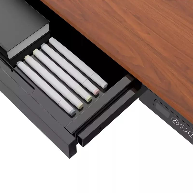 Schreibtisch ActiveJet ET119W-C elektrisch höhenverstellbar 140 x 70 cm schwarz/walnuss mit USB-A- und USB-C-Anschlüssen