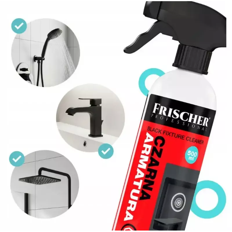 Reinigungsflüssigkeit FRISCHER Frischer Reiniger für schwarze Armaturen 0,5 L Sprühflasche für schwarze Armaturen