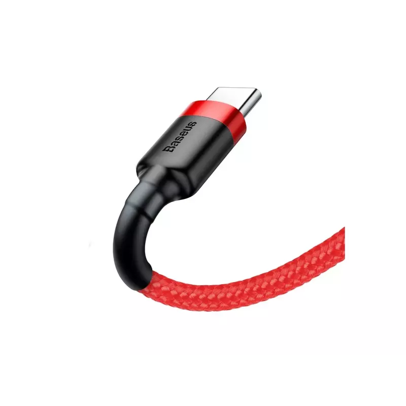 USB-A-auf-USB-C-Kabel Baseus Cafule — USB 2.0 A→C, QC3.0-Ladeunterstützung, Nylongeflecht, rot