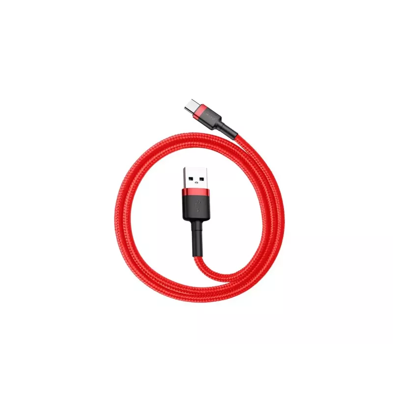 USB-A-auf-USB-C-Kabel Baseus Cafule — USB 2.0 A→C, QC3.0-Ladeunterstützung, Nylongeflecht, rot