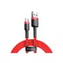 USB-A-auf-USB-C-Kabel Baseus Cafule — USB 2.0 A→C, QC3.0-Ladeunterstützung, Nylongeflecht, rot
