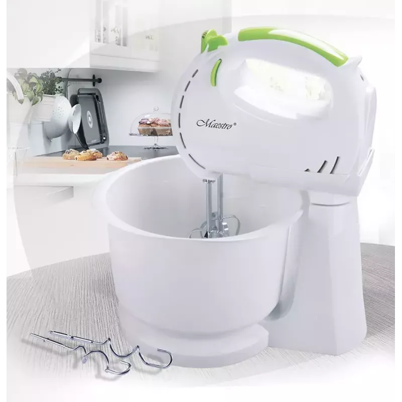 Maestro MR-551 Küchenmaschine mit rotierender Schüssel, 600 W, Schwarz/Stahl