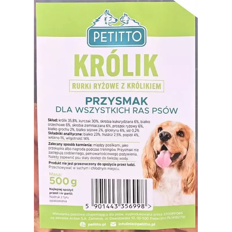 Hundesnack PETITTO Reisschalen mit Kaninchenfüllung 500 g