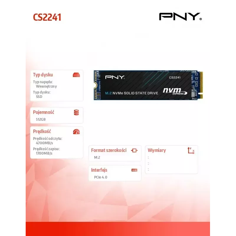Interne SSD PNY M.2 2280 512 GB M280CS2241-512-BLK, SATA/NVMe nicht spezifiziert