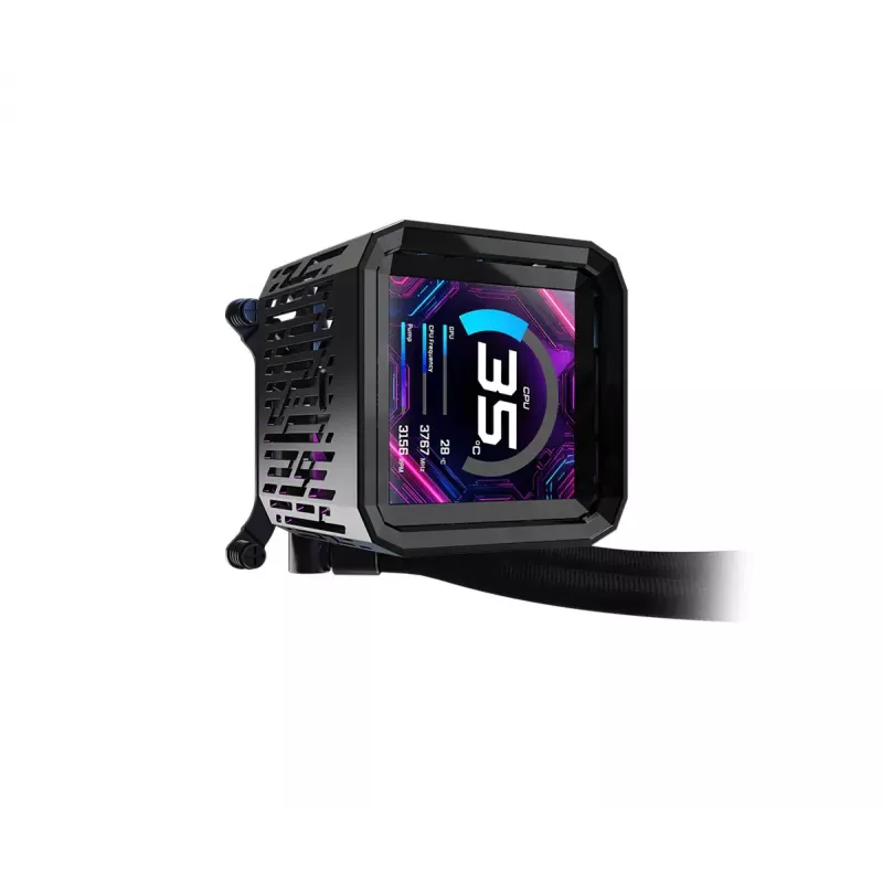 Flüssigkeitskühlungsset ASRock Phantom Gaming 360 LCD — 120-mm-Lüfter, LGA1700/AM5/AM4, Schwarz