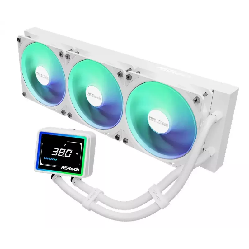 ASROCK Challenger 360 Digital ARGB White — 360mm CPU-Flüssigkeitskühler, digitale ARGB-Beleuchtung, weißes Finish