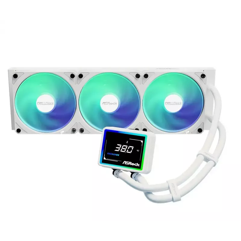 ASROCK Challenger 360 Digital ARGB White — 360mm CPU-Flüssigkeitskühler, digitale ARGB-Beleuchtung, weißes Finish