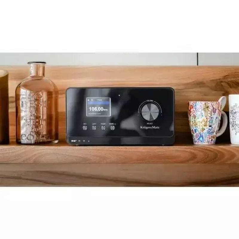 Internetradio Krüger&Matz KM0816.1 — Schwarz, Bluetooth 5.2, FM, 2×7 W, 430 Senderplätze, Fernbedienung, 3,5-mm-Kopfhöreranschluss