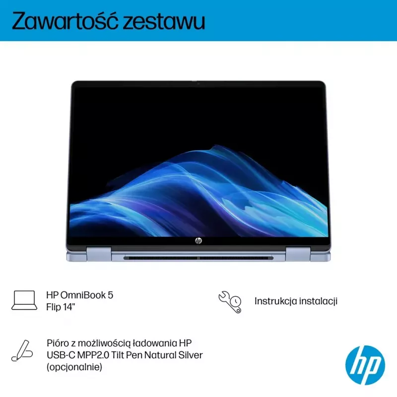 Laptop HP OmniBook 5 Flip 14-fp0004nw 14 Zoll Core 5 120U 16GB 512GB Win11Home Sky Blue
