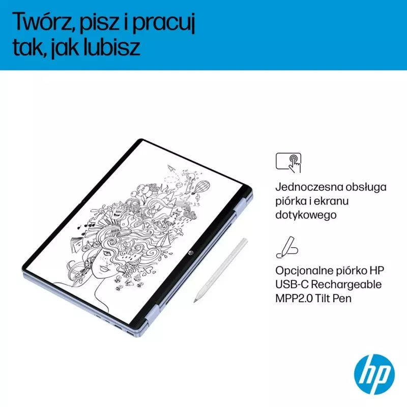 Laptop HP OmniBook 5 Flip 14-fp0004nw 14 Zoll Core 5 120U 16GB 512GB Win11Home Sky Blue