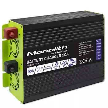 Batterieladegerät QOLTEC 51919 90A 12V für LiFePO4 AGM GEL SLA