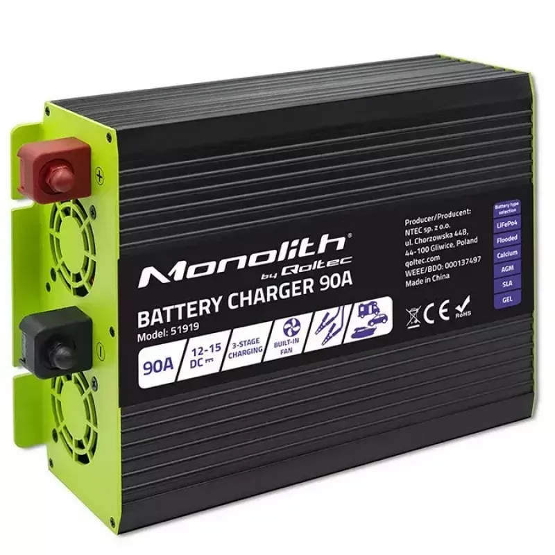 Batterieladegerät QOLTEC 51919 90A 12V für LiFePO4 AGM GEL SLA