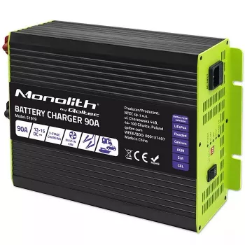 Batterieladegerät QOLTEC 51919 90A 12V für LiFePO4 AGM GEL SLA