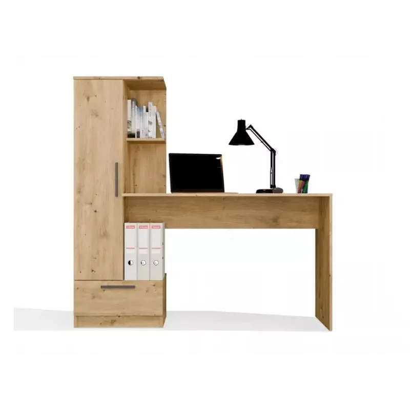 Schreibtisch- und Bücherregal-Set top e shop COSMO Oak Artisan — Arbeitsplatte 115×50 cm, Breite 1430 mm, Höhe 1400 mm, Tiefe 500 mm, 1 Schublade