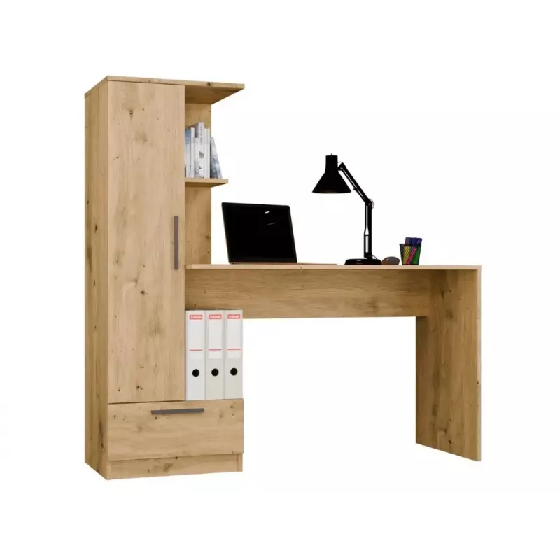 Schreibtisch- und Bücherregal-Set top e shop COSMO Oak Artisan — Arbeitsplatte 115×50 cm, Breite 1430 mm, Höhe 1400 mm, Tiefe 500 mm, 1 Schublade