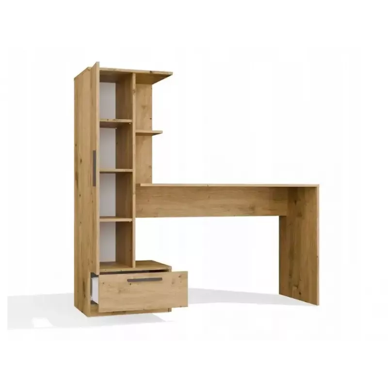 Schreibtisch- und Bücherregal-Set top e shop COSMO Oak Artisan — Arbeitsplatte 115×50 cm, Breite 1430 mm, Höhe 1400 mm, Tiefe 500 mm, 1 Schublade
