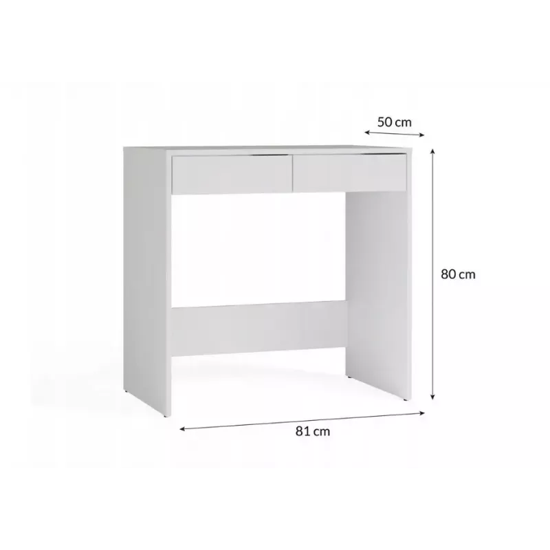 Schreibtisch top e shop MARINA 2S, weiß, Spanplatte, 810×500×800 mm, 2 Schubladen, laminierte Tischplatte