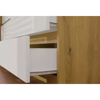 Kommode MALWA M6 von top e shop — 6 Schubladen, 1380×400×750 mm, artisan-eichefarbener Rahmen, weiße Front