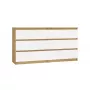 Kommode MALWA M6 von top e shop — 6 Schubladen, 1380×400×750 mm, artisan-eichefarbener Rahmen, weiße Front
