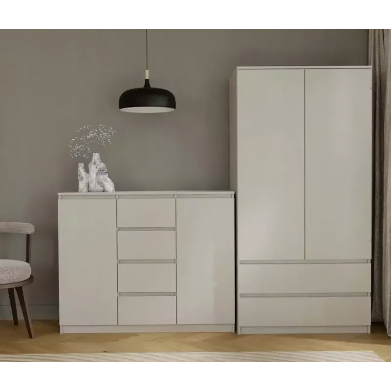 Kommode mit 2 Türen und 4 Schubladen TOP E SHOP M-MP-K-MAL-2D4S/120-KASZ, cashmere, 120×40×97 cm, Spanplatte