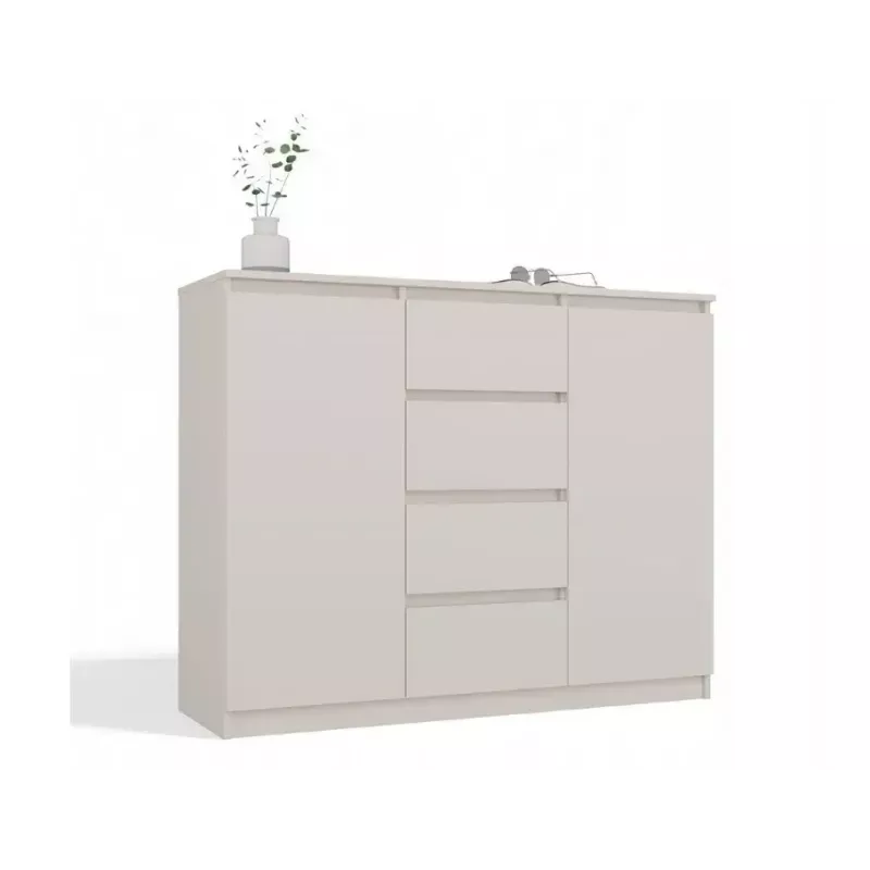 Kommode mit 2 Türen und 4 Schubladen TOP E SHOP M-MP-K-MAL-2D4S/120-KASZ, cashmere, 120×40×97 cm, Spanplatte