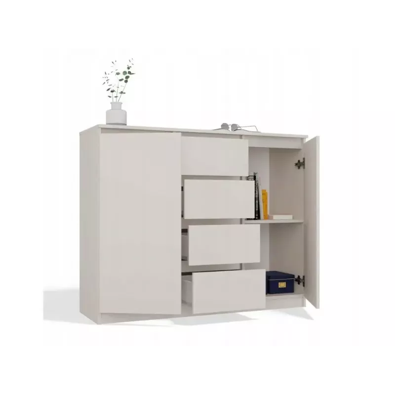 Kommode mit 2 Türen und 4 Schubladen TOP E SHOP M-MP-K-MAL-2D4S/120-KASZ, cashmere, 120×40×97 cm, Spanplatte