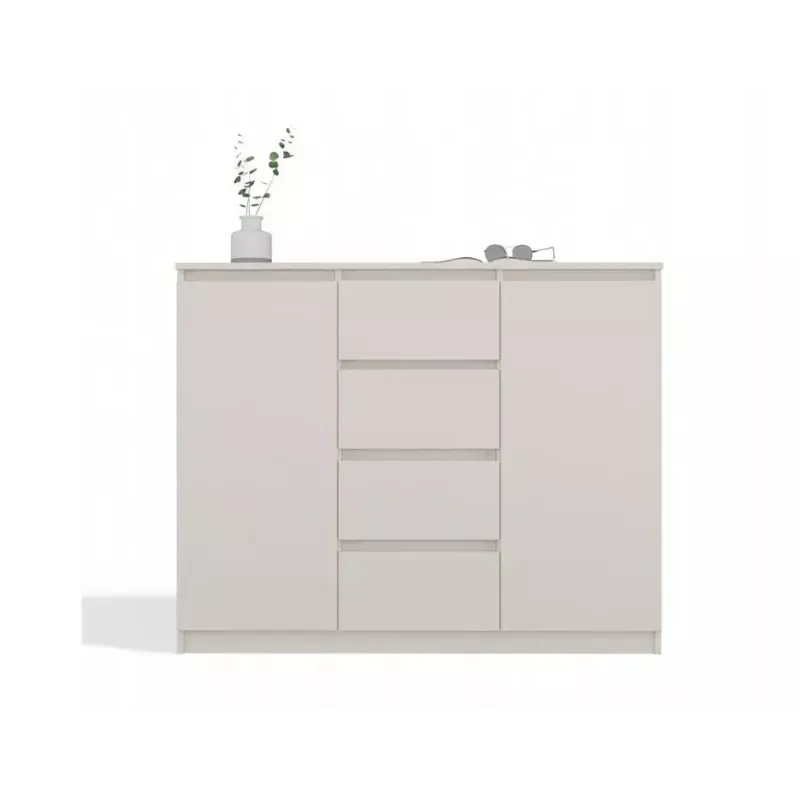 Kommode mit 2 Türen und 4 Schubladen TOP E SHOP M-MP-K-MAL-2D4S/120-KASZ, cashmere, 120×40×97 cm, Spanplatte