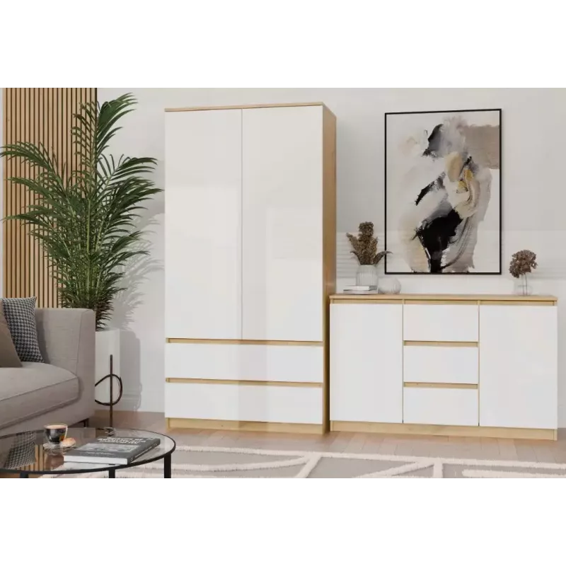 Kommode top e shop ARTISAN 2-türig 3-schubladig, 1200×400×750 mm, weiß, Spanplatte