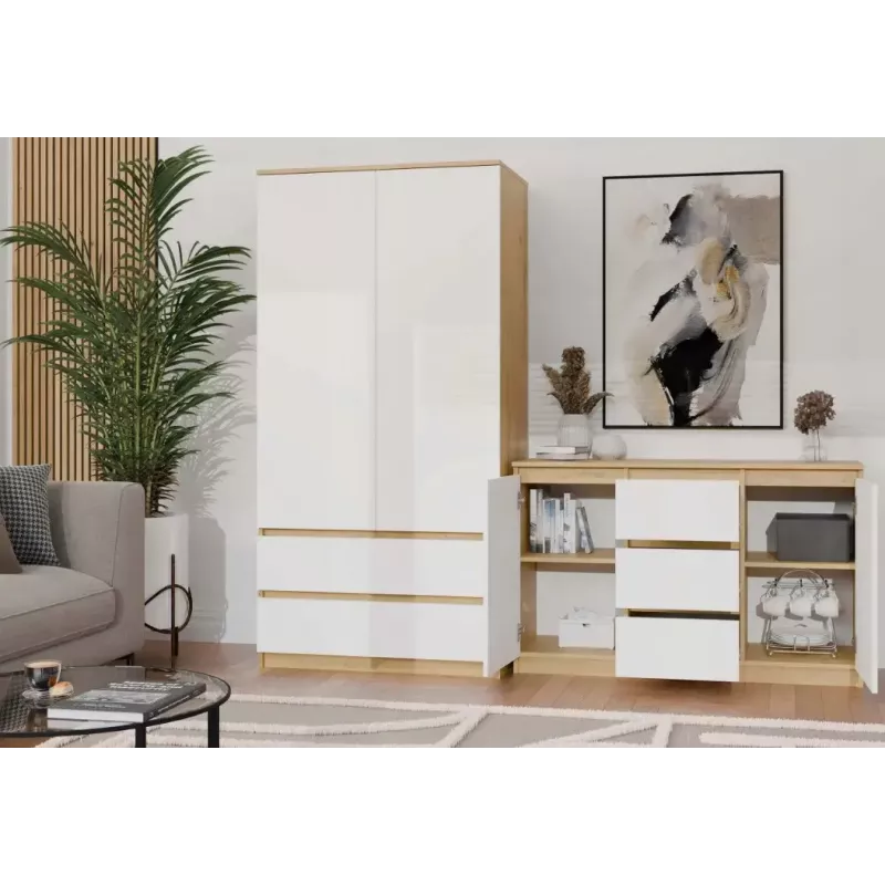Kommode top e shop ARTISAN 2-türig 3-schubladig, 1200×400×750 mm, weiß, Spanplatte