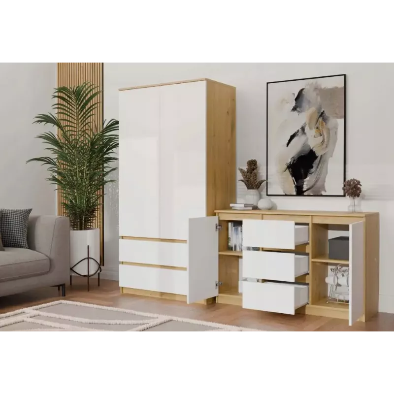 Kommode top e shop ARTISAN 2-türig 3-schubladig, 1200×400×750 mm, weiß, Spanplatte