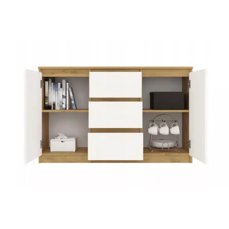Kommode top e shop ARTISAN 2-türig 3-schubladig, 1200×400×750 mm, weiß, Spanplatte