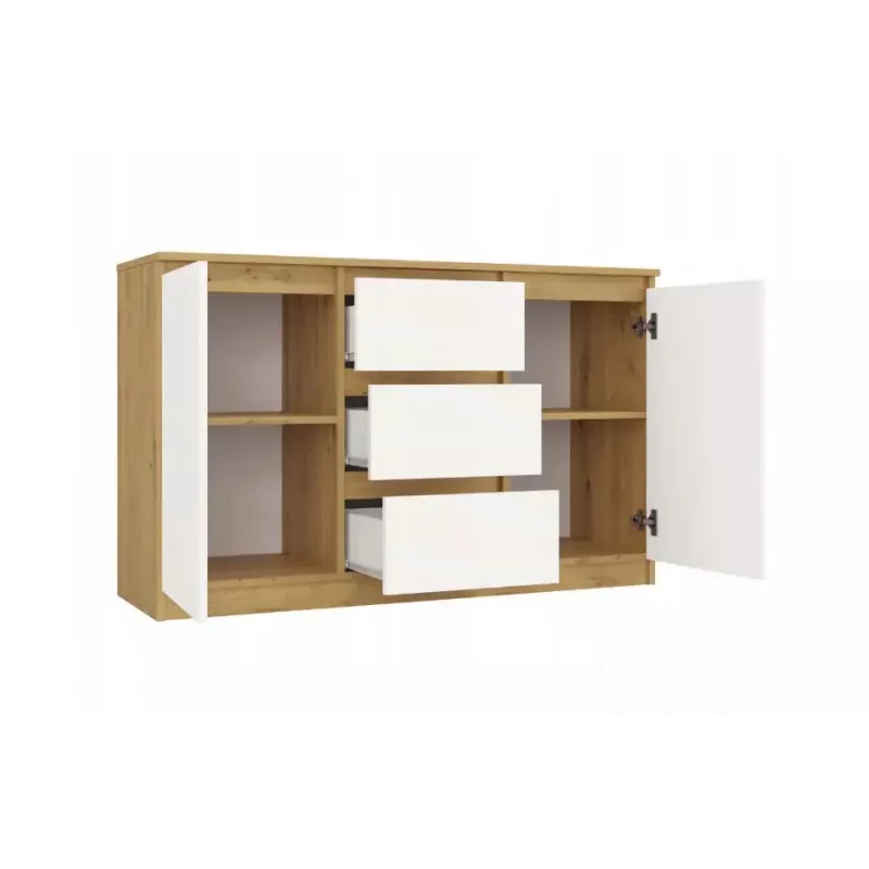 Kommode top e shop ARTISAN 2-türig 3-schubladig, 1200×400×750 mm, weiß, Spanplatte