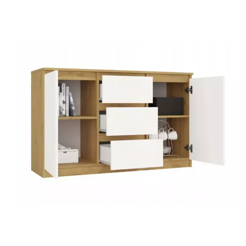 Kommode top e shop ARTISAN 2-türig 3-schubladig, 1200×400×750 mm, weiß, Spanplatte