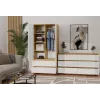 Kleiderschrank top e shop MALWA SS-90, 900×500×1800 mm, artisan oak Korpus, weiße Drehtüren, 2 Schubladen, Spanplatte