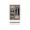 Kleiderschrank top e shop MALWA SS-90, 900×500×1800 mm, artisan oak Korpus, weiße Drehtüren, 2 Schubladen, Spanplatte