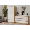Kleiderschrank top e shop MALWA SS-90, 900×500×1800 mm, artisan oak Korpus, weiße Drehtüren, 2 Schubladen, Spanplatte