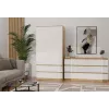 Kleiderschrank top e shop MALWA SS-90, 900×500×1800 mm, artisan oak Korpus, weiße Drehtüren, 2 Schubladen, Spanplatte