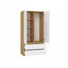 Kleiderschrank top e shop MALWA SS-90, 900×500×1800 mm, artisan oak Korpus, weiße Drehtüren, 2 Schubladen, Spanplatte